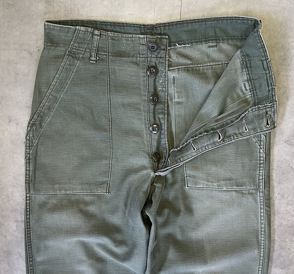 画像: 70'S アメリカ軍 US ARMY "OG107" コットンサテン ベイカーパンツ ミリタリーグリーン (VINTAGE)