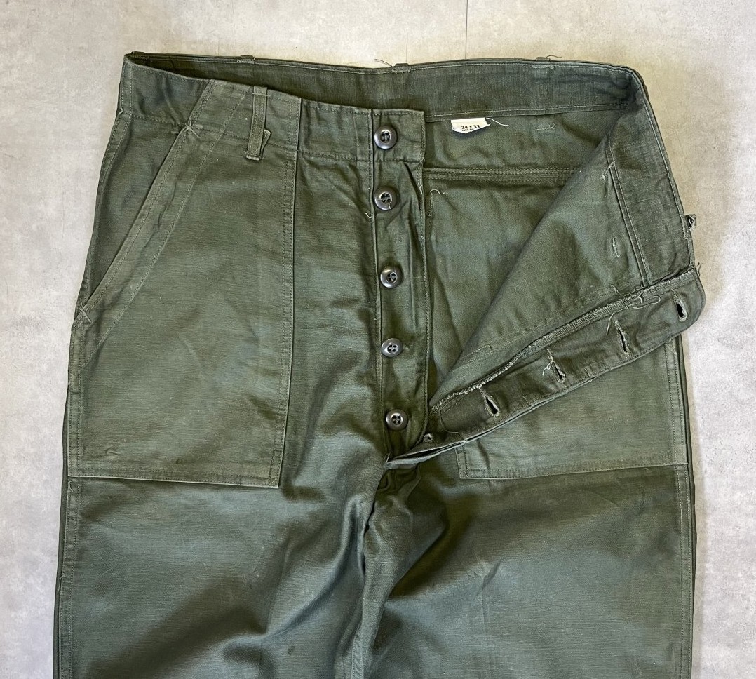画像: 60'S アメリカ軍 US ARMY "OG107" コットンサテン ベイカーパンツ ミリタリーグリーン (VINTAGE)