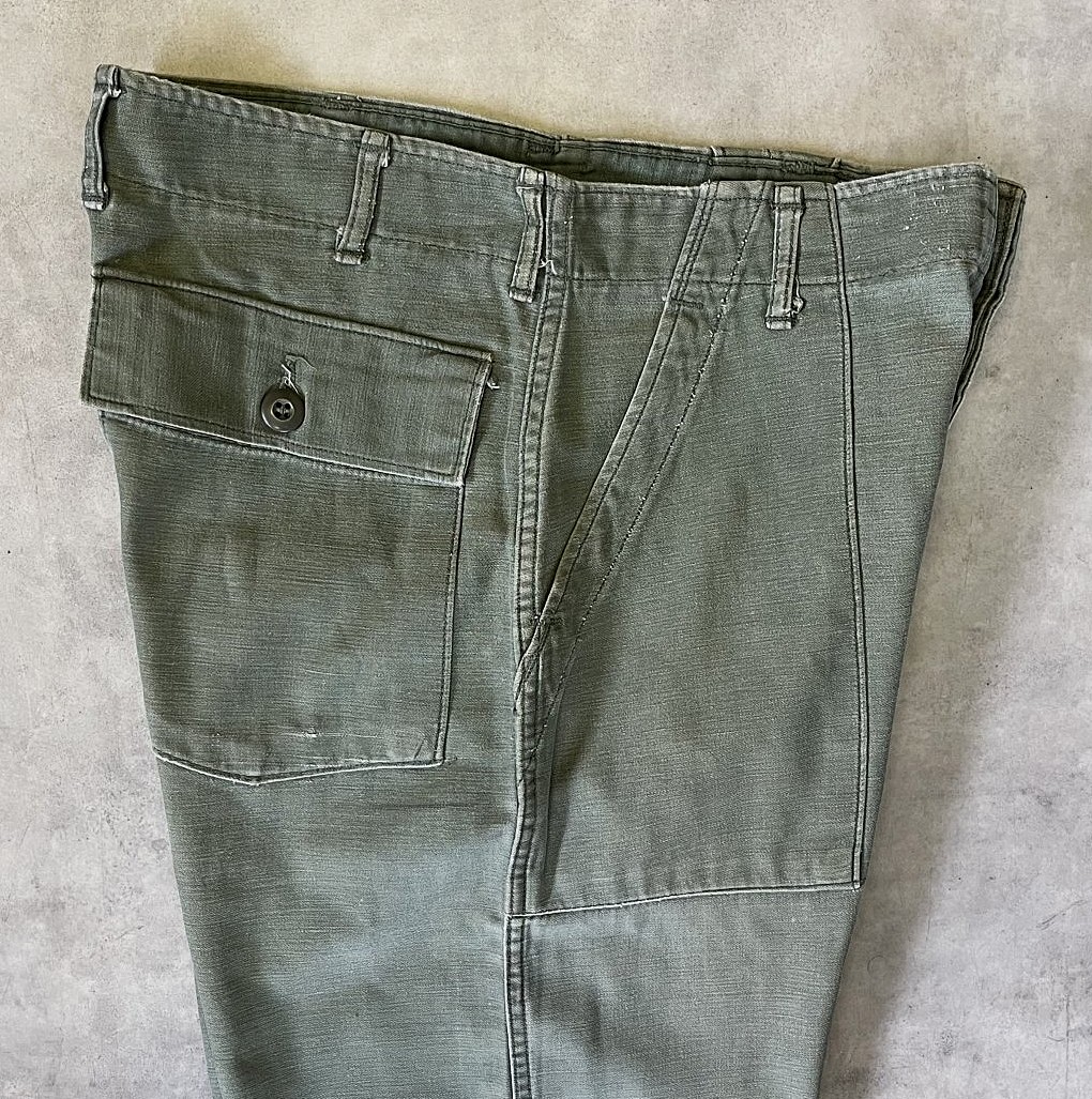 画像2: 70'S アメリカ軍 US ARMY "OG107" コットンサテン ベイカーパンツ ミリタリーグリーン (VINTAGE)