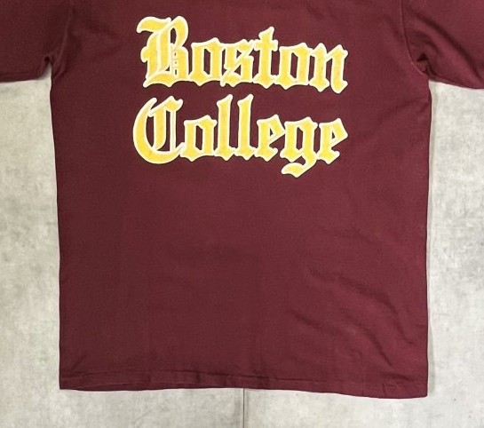 画像: 90'S BOSTON COLLEGE シングルステッチ 半袖 Tシャツ バーガンディ USA製 (VINTAGE)