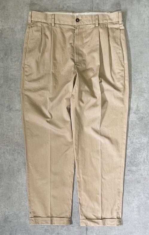画像1: BROOKS BROTHERS "ELLIOT" ツータック チノパンツ ベージュ (VINTAGE)