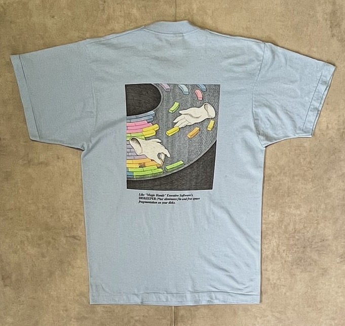 画像4: 90'S EXECUTIVE SOFTWARE 両面プリント シングルステッチ 半袖 Tシャツ サックスブルー USA製 (VINTAGE)