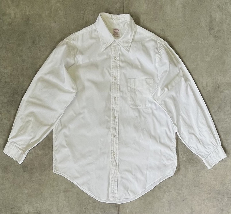 画像1: 80'S BROOKS BROTHERS "MAKERS" オックスフォード レギュラーカラーシャツ ホワイト USA製 (VINTAGE)