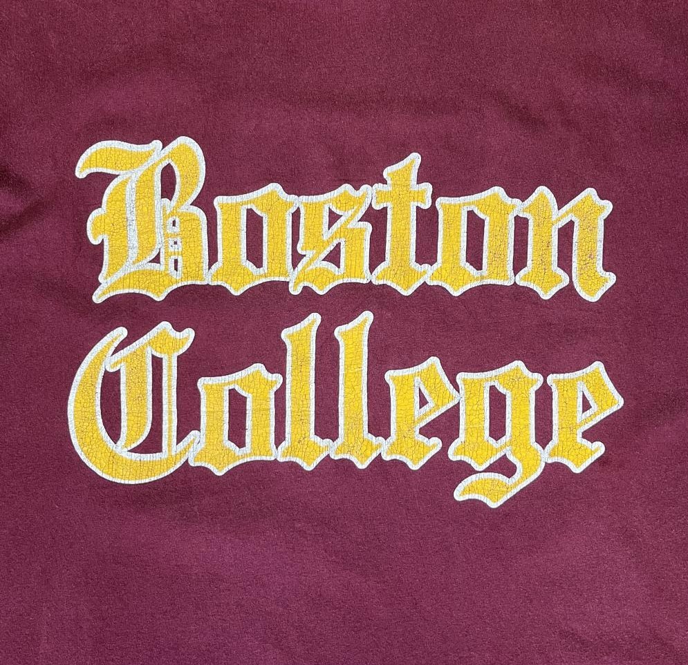 画像3: 90'S BOSTON COLLEGE シングルステッチ 半袖 Tシャツ バーガンディ USA製 (VINTAGE)
