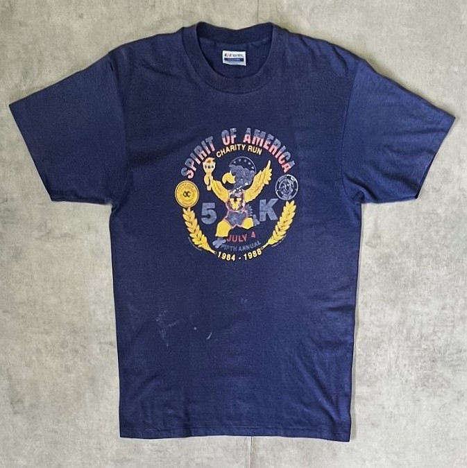 画像1: 80'S SPIRIT OF AMERICA CHARITY RUN 両面プリント シングルステッチ 半袖 Tシャツ ネイビー (VINTAGE)