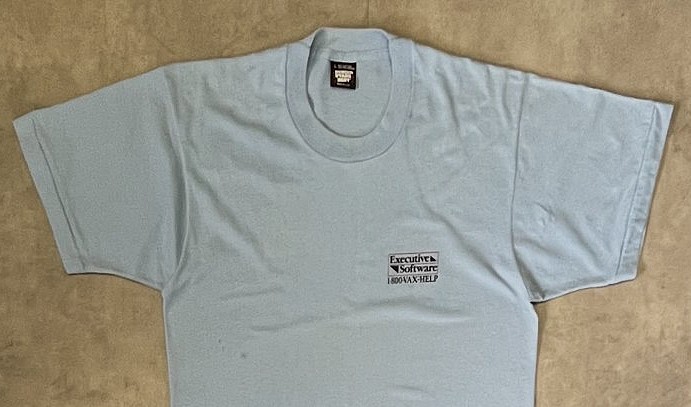 画像: 90'S EXECUTIVE SOFTWARE 両面プリント シングルステッチ 半袖 Tシャツ サックスブルー USA製 (VINTAGE)