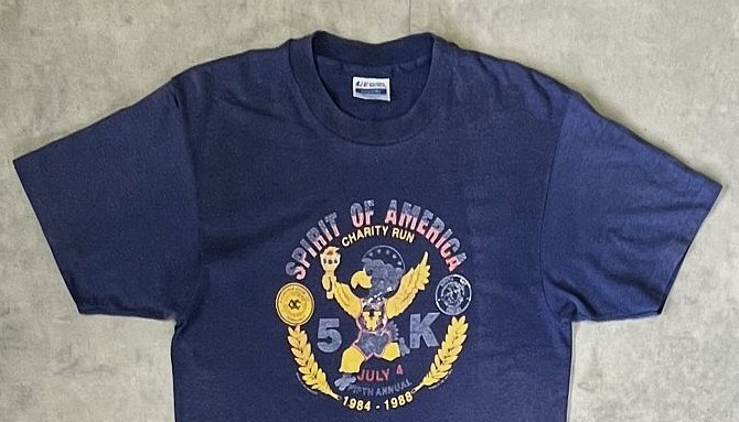 画像: 80'S SPIRIT OF AMERICA CHARITY RUN 両面プリント シングルステッチ 半袖 Tシャツ ネイビー (VINTAGE)