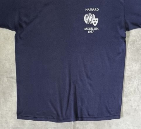 画像: 80'S HARVARD UNIVERSITY 両面プリント シングルステッチ 半袖 Tシャツ ネイビー USA製 (VINTAGE)