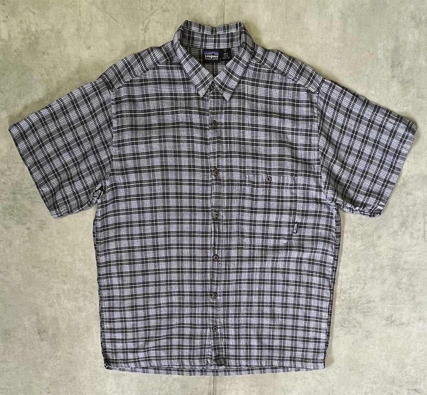 画像1: 90'S PATAGONIA オーガニックコットン 半袖 ACシャツ チェック柄 ポルトガル製 (VINTAGE)