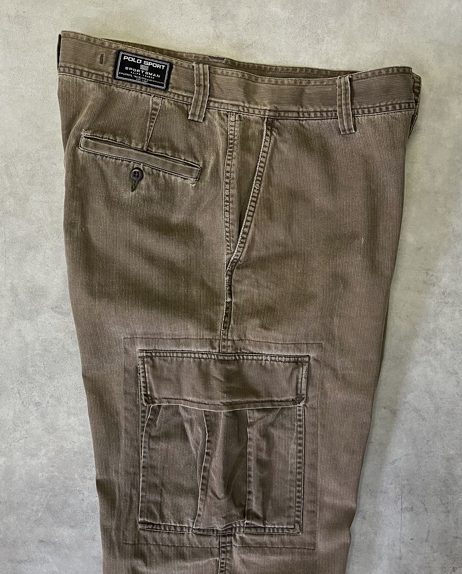 画像3: 90'S RALPH LAUREN "POLO SPORT" ヘリンボーンツイル カーゴパンツ カーキ (VINTAGE)