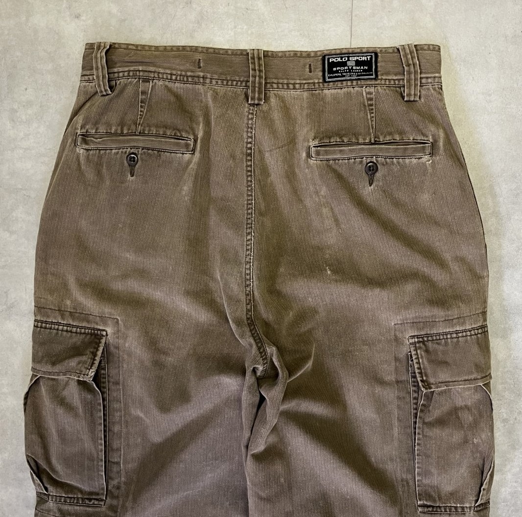 画像: 90'S RALPH LAUREN "POLO SPORT" ヘリンボーンツイル カーゴパンツ カーキ (VINTAGE)