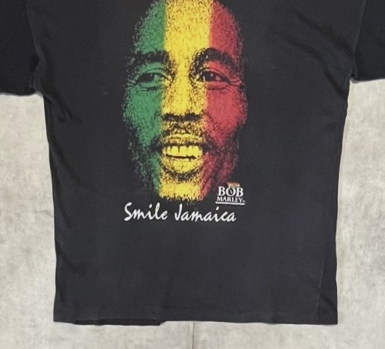 画像: 90'S BOB MARLEY "SMILE JAMAICA" 両面プリント シングルステッチ 半袖 Tシャツ ブラック ジャマイカ製 (VINTAGE)
