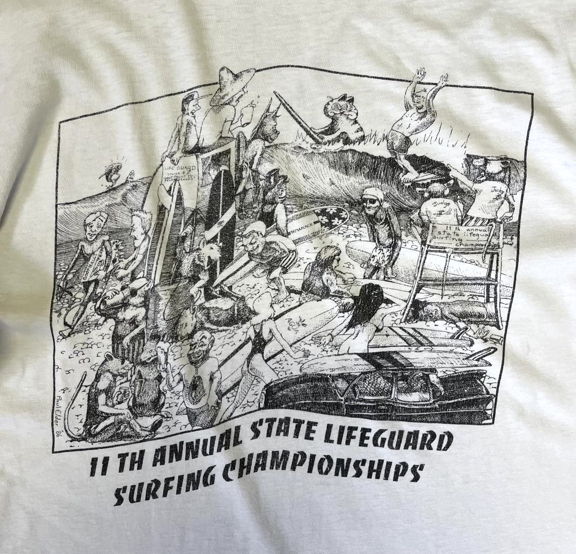 画像2: 80'S PAUL ELDER シングルステッチ 両面プリント 長袖 Tシャツ ホワイト USA製 (VINTAGE)