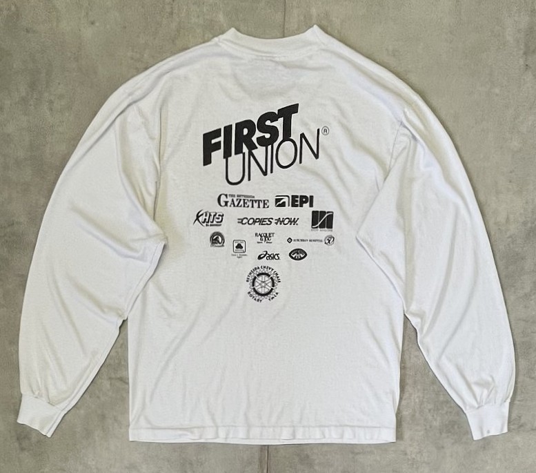 画像4: 90'S FIRST UNION シングルステッチ 両面プリント 長袖 Tシャツ ホワイト USA製 (VINTAGE)
