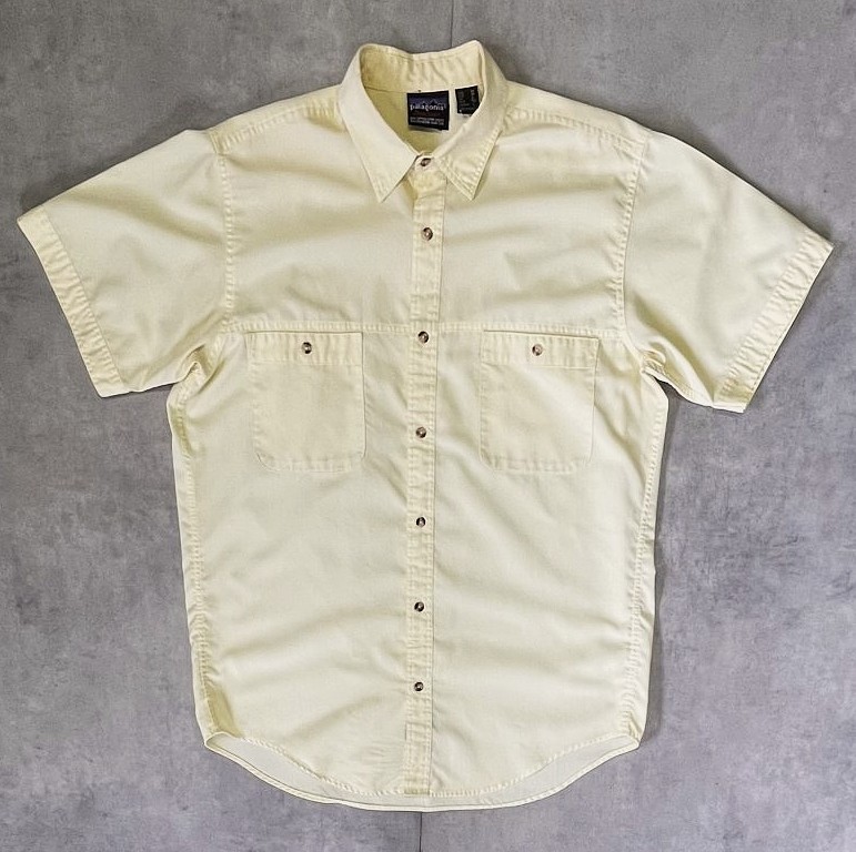 画像1: 80'S PATAGONIA "DUALSPUN" 旧タグ 半袖 シャツ ライトイエロー 香港製 (VINTAGE)