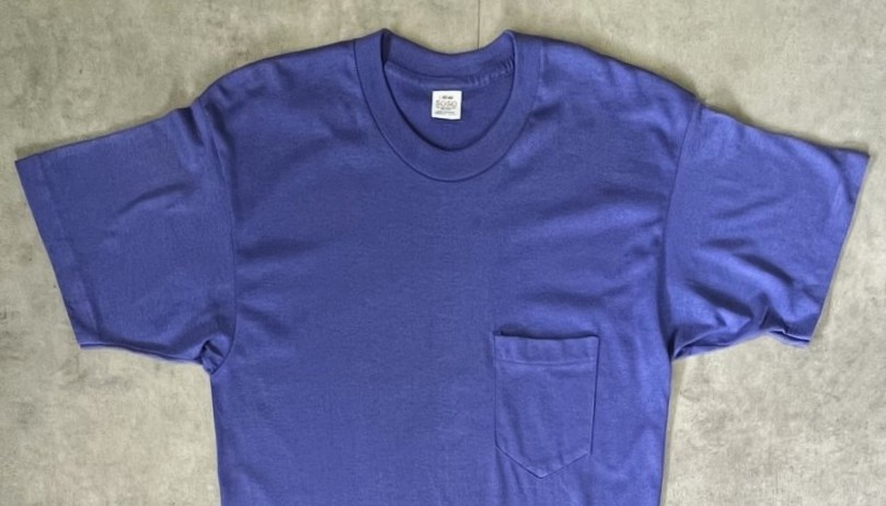 画像: 90'S 5050 シングルステッチ 耳付きポケット 半袖 Tシャツ ブルー USA製 (DEADSTOCK)