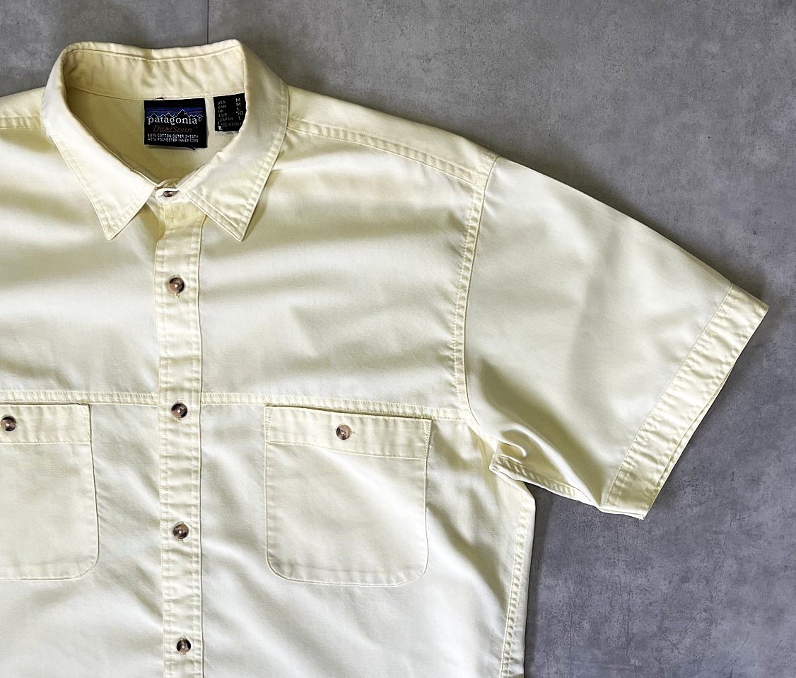 画像: 80'S PATAGONIA "DUALSPUN" 旧タグ 半袖 シャツ ライトイエロー 香港製 (VINTAGE)