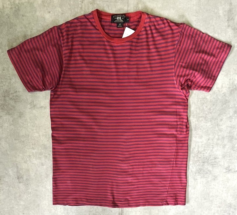 画像1: 90'S RRL 三ツ星タグ シングルステッチ 半袖 Tシャツ ボーダー柄 USA製 (DEADSTOCK)