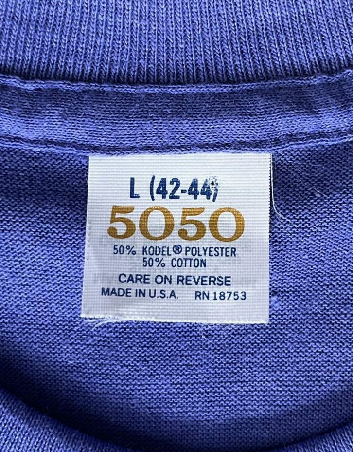画像2: 90'S 5050 シングルステッチ 耳付きポケット 半袖 Tシャツ ブルー USA製 (DEADSTOCK)
