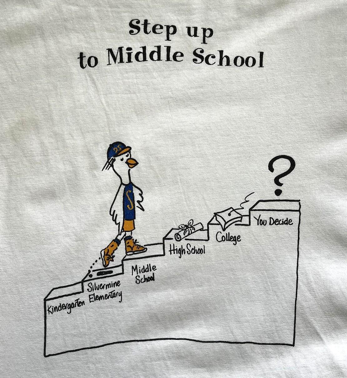画像3: 90'S STEP UP TO MIDDLE SCHOOL シングルステッチ 両面プリント 半袖 Tシャツ ホワイト (VINTAGE)