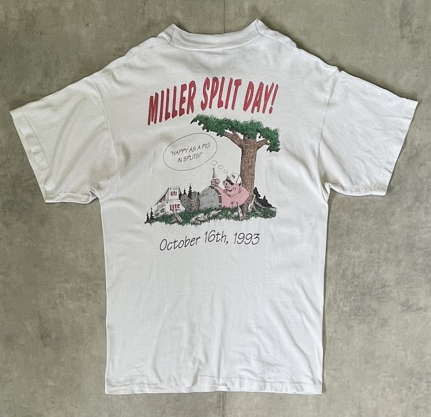 画像4: 90'S MILLER SPLIT DAY '93 シングルステッチ 両面プリント 半袖 Tシャツ ホワイト USA製 (VINTAGE)