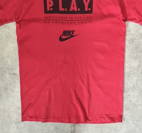画像: 90'S NIKE "P.L.A.Y." 銀タグ シングルステッチ 両面プリント Tシャツ レッド USA製 (VINTAGE)