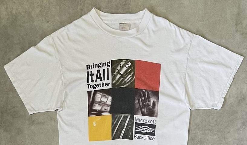 画像: 90'S MICROSOFT BACK OFFICE シングルステッチ 両面プリント 半袖 Tシャツ ホワイト (VINTAGE)