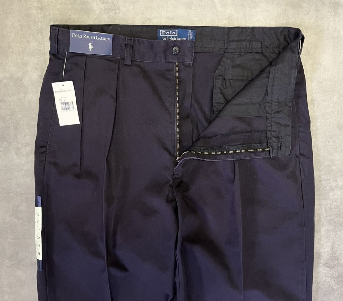 画像: 90'S RALPH LAUREN "ANDREW PANT" ツープリーツ チノパンツ ネイビー (DEADSTOCK)