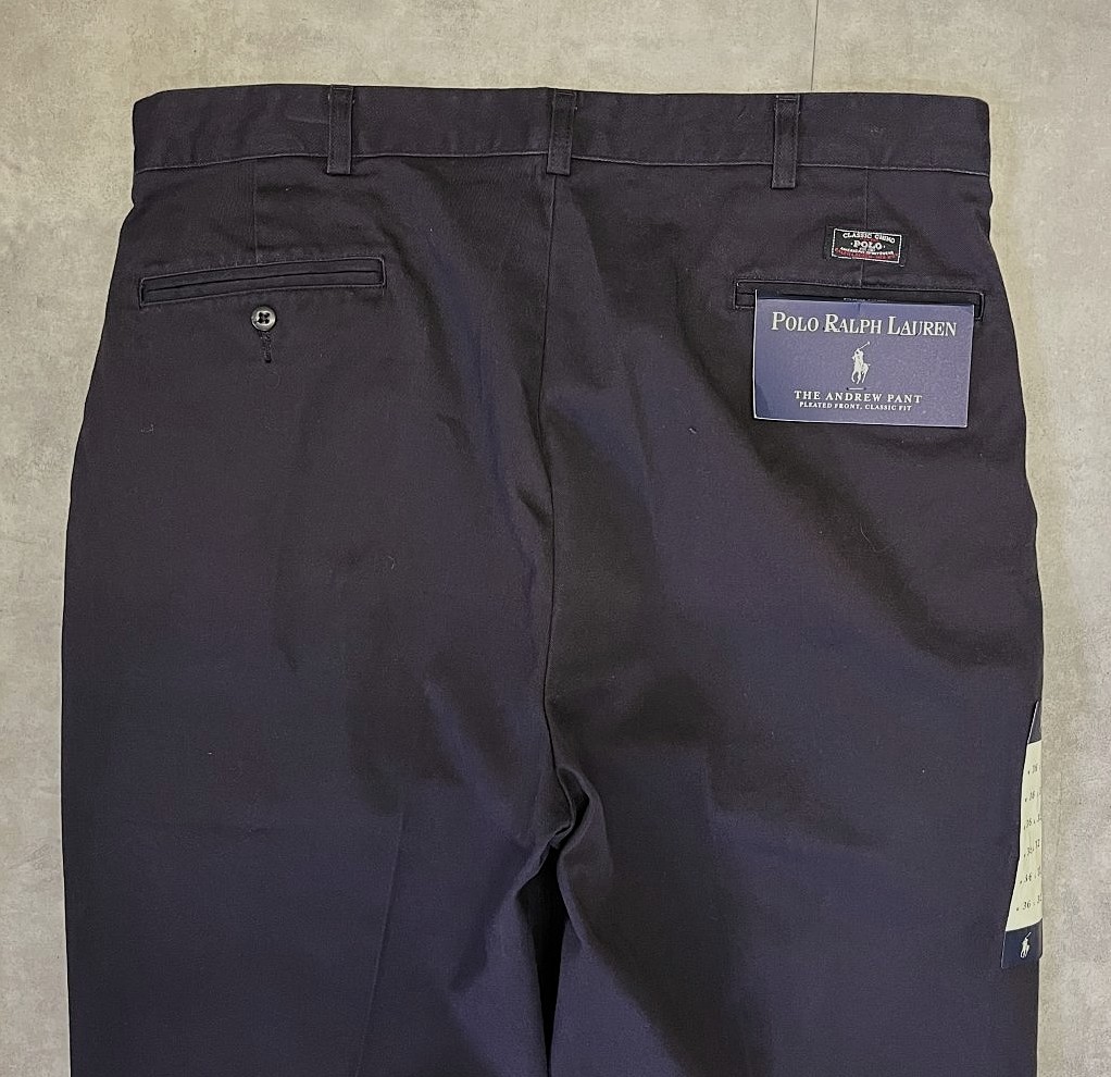 画像: 90'S RALPH LAUREN "ANDREW PANT" ツープリーツ チノパンツ ネイビー (DEADSTOCK)