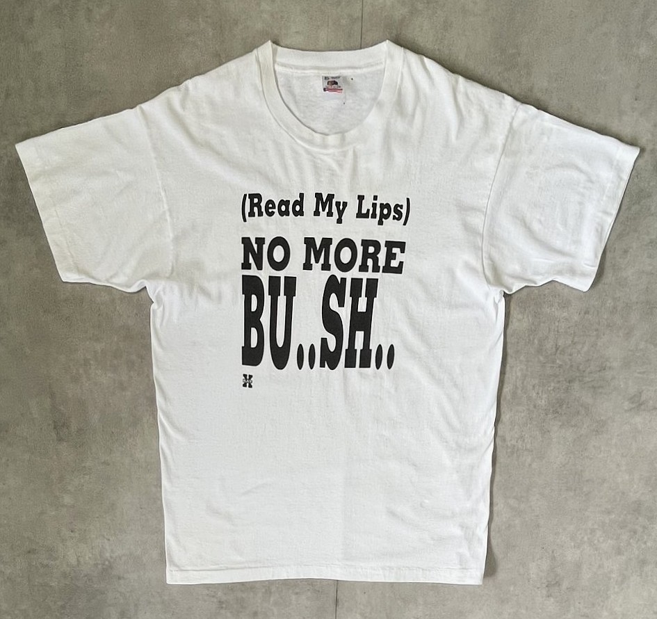 画像1: 90'S NO MORE BU..SH.. シングルステッチ 半袖 Tシャツ ホワイト USA製 (VINTAGE)