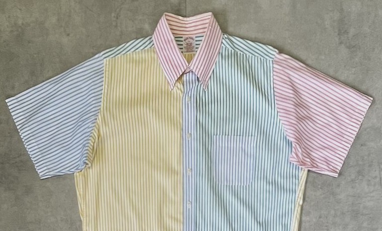 画像: 90'S BROOKS BROTHERS "FUN SHIRT" ポプリン 半袖 BDシャツ クレイジーパターン/ストライプ USA製 (VINTAGE)