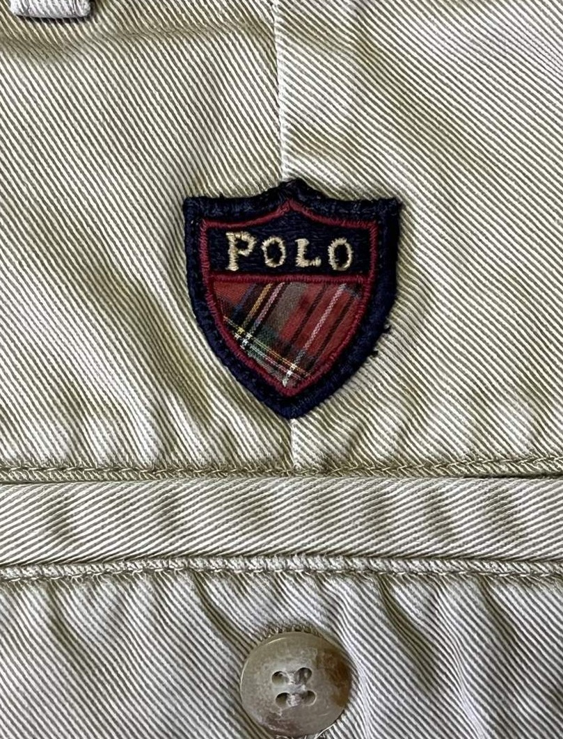 画像6: 90'S RALPH LAUREN "クレストロゴ" ツープリーツ チノショーツ ベージュ USA製 (VINTAGE)