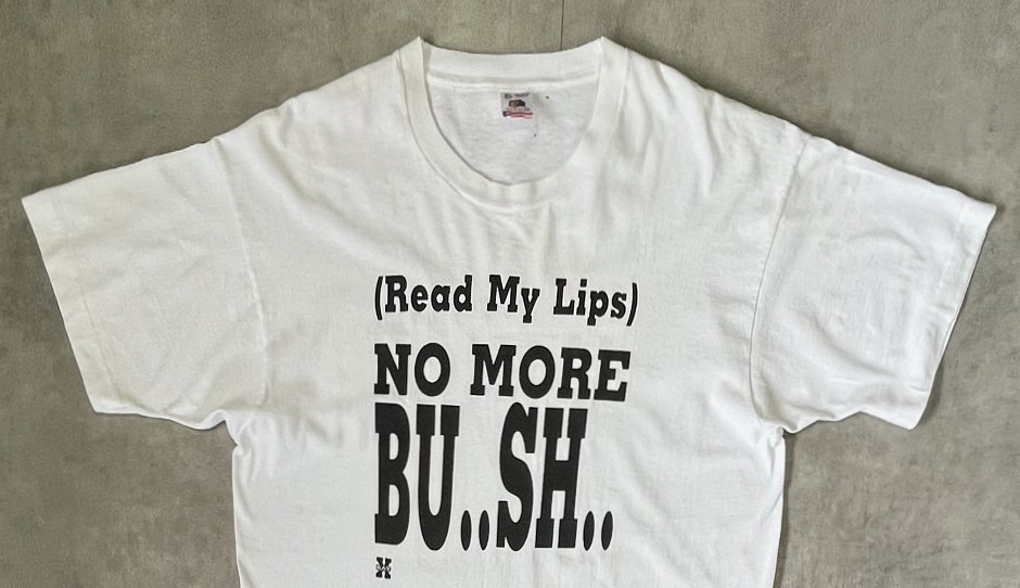 画像: 90'S NO MORE BU..SH.. シングルステッチ 半袖 Tシャツ ホワイト USA製 (VINTAGE)