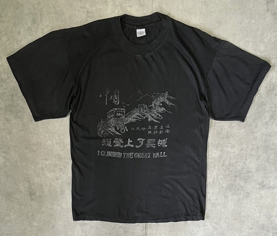 画像1: 90'S THE GREAT WALL 万里の長城 シングルステッチ 半袖 Tシャツ ブラック (VINTAGE)