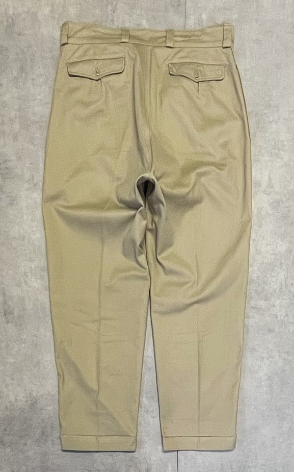 画像3: 50'S フランス軍 M52 ボタンフライ ツータック チノパンツ ベージュ (VINTAGE)