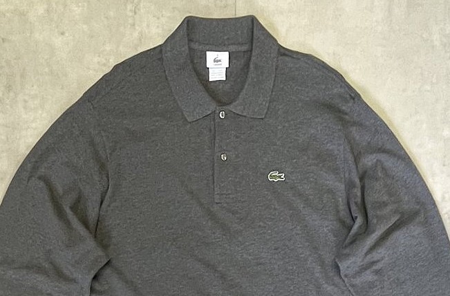 画像: 90'S CHEMISE LACOSTE 長袖 ポロシャツ ダークグレーヘザー フランス製 (VINTAGE)