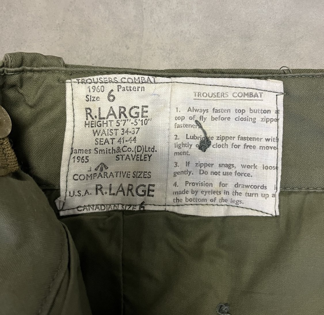 画像2: 60'S イギリス軍 BRITISH ARMY "1960 PATTERN" コンバットトラウザーズ オリーブ (VINTAGE)