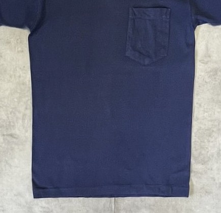 画像: 70'S TOWNCRAFT シングルステッチ 耳付きポケット 半袖 Tシャツ ネイビー (VINTAGE)