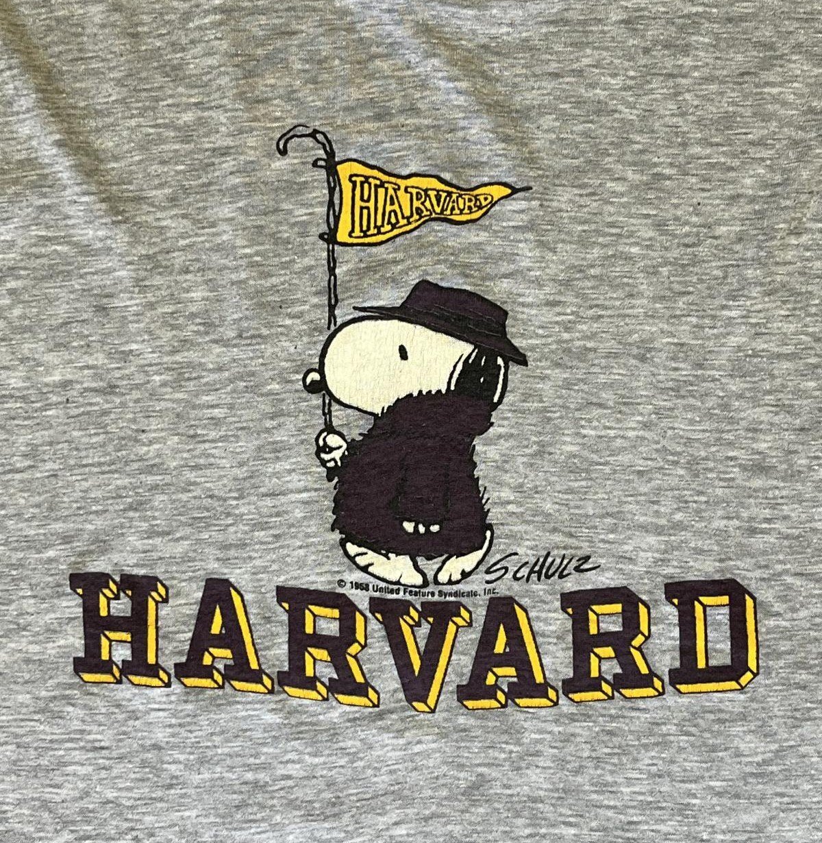 画像3: 80'S HARVARD x SNOOPY シングルステッチ 半袖 Tシャツ ヘザーグレー (VINTAGE)
