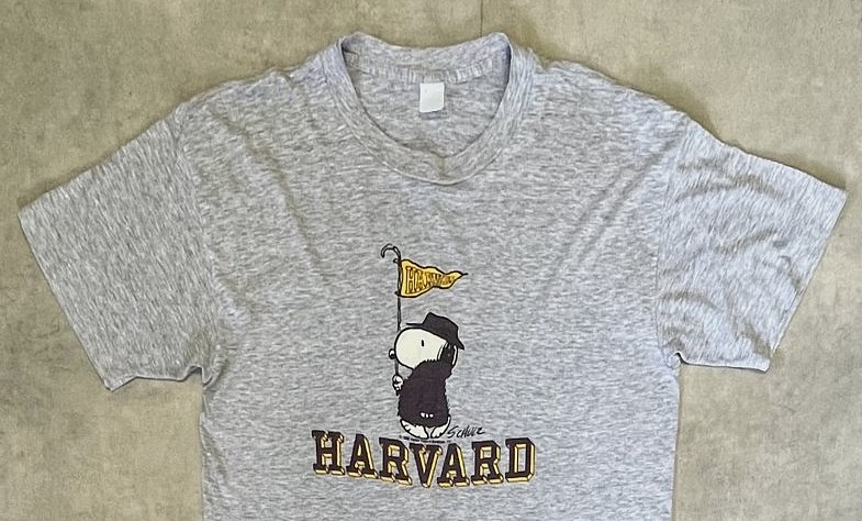画像: 80'S HARVARD x SNOOPY シングルステッチ 半袖 Tシャツ ヘザーグレー (VINTAGE)