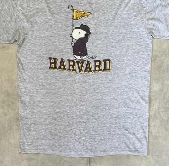 画像: 80'S HARVARD x SNOOPY シングルステッチ 半袖 Tシャツ ヘザーグレー (VINTAGE)