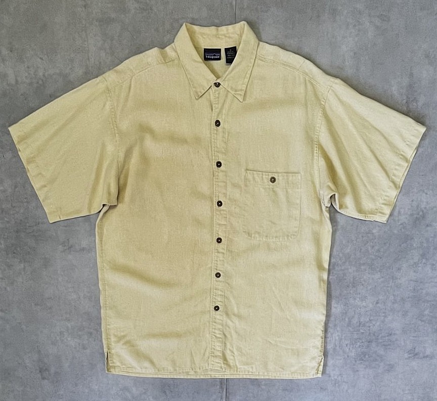 画像1: 90'S PATAGONIA ヘンプ100% 半袖 ACシャツ ベージュ 香港製 (VINTAGE)