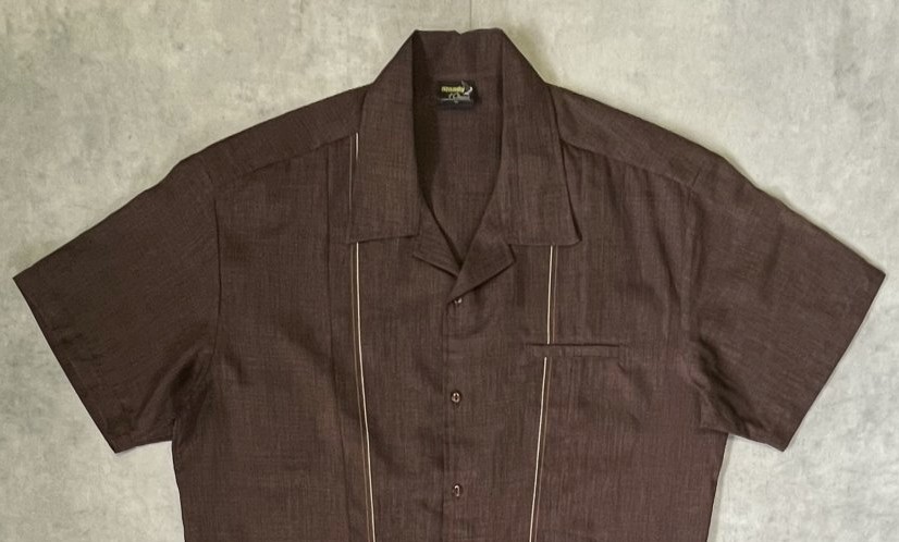 画像: 00'S STEADY CLASSICS 猫目ボタン 半袖 オープンカラーシャツ ブラウン USA製 (VINTAGE)