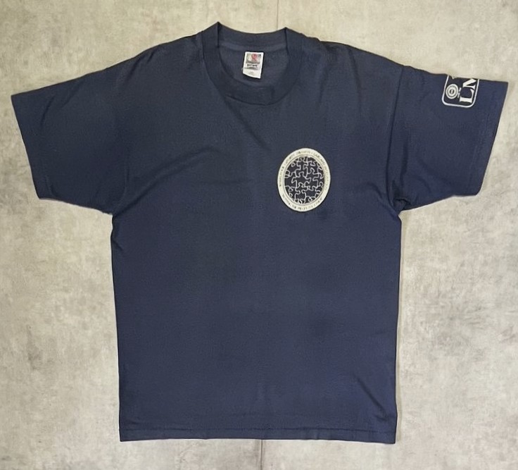 画像1: 90'S WHIRLPOOL LAPORTE DIVISION シングルステッチ 両面＋袖プリント 半袖 Tシャツ ネイビー USA製 (VINTAGE)
