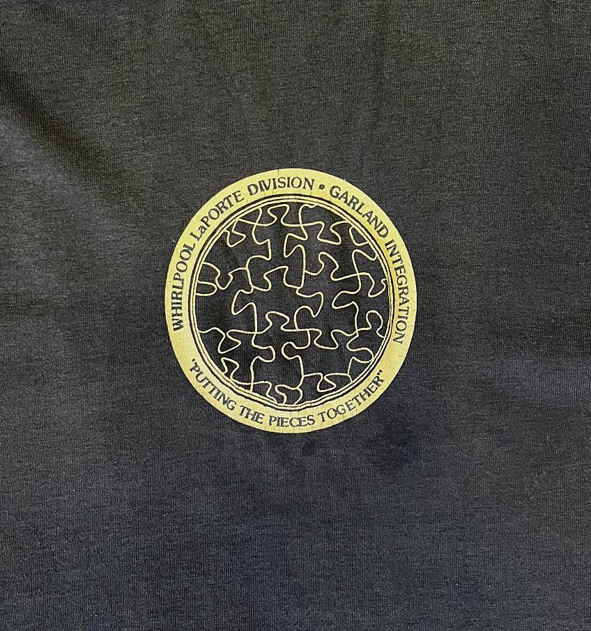 画像3: 90'S WHIRLPOOL LAPORTE DIVISION シングルステッチ 両面＋袖プリント 半袖 Tシャツ ネイビー USA製 (VINTAGE)