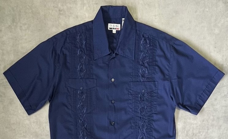 画像: 90'S CHIC ELEGANT 半袖 キューバシャツ ネイビー (VINTAGE)