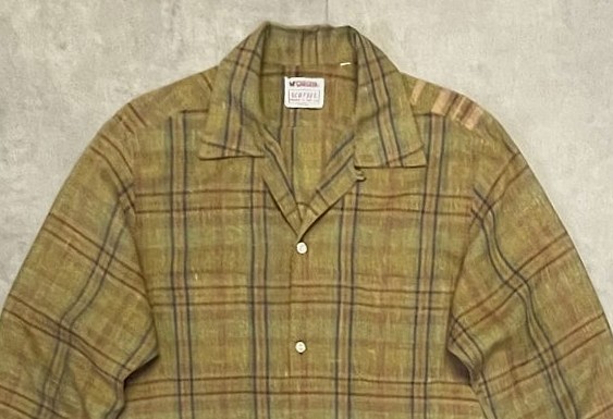 画像: 70'S McGREGOR "SCOTSET" リネン 長袖 オープンカラーシャツ チェック柄 (VINTAGE)