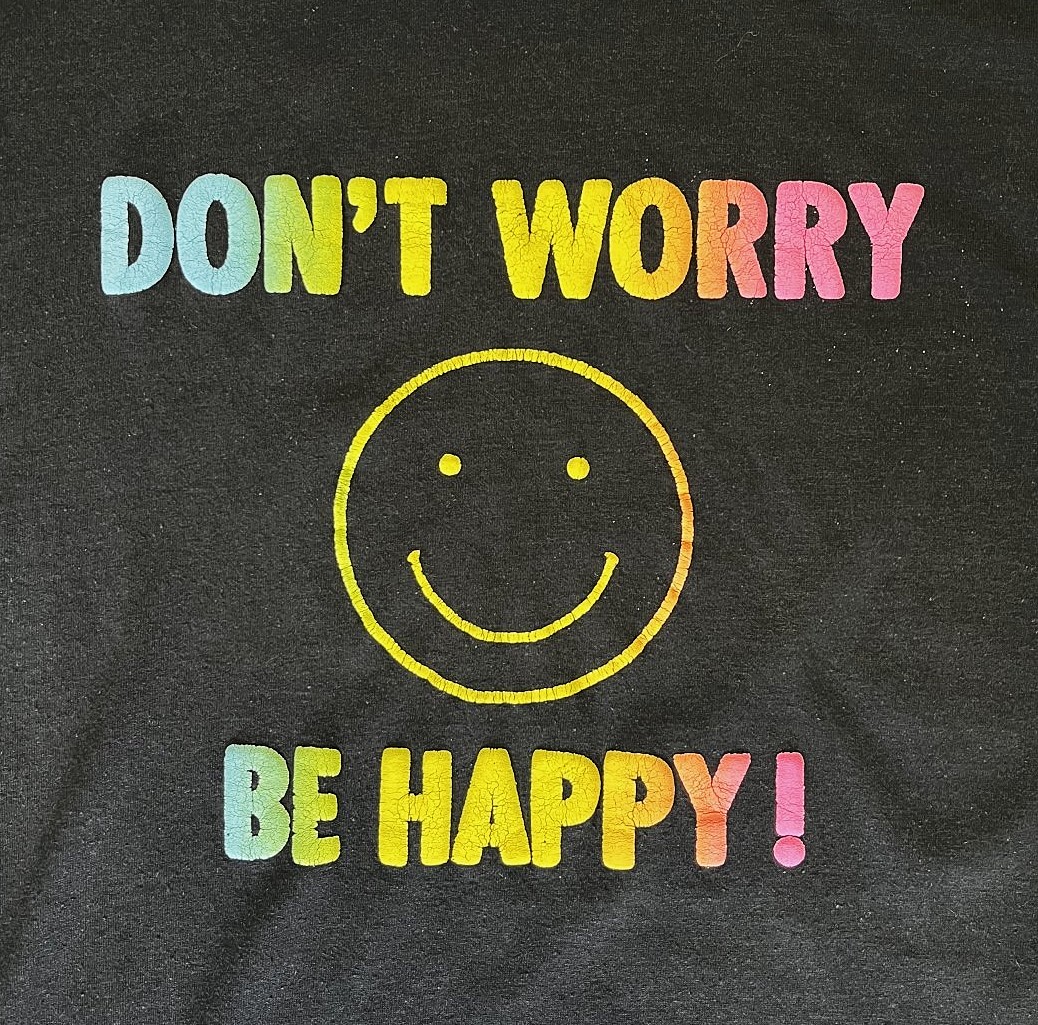 画像3: 80'S DON'T WORRY BE HAPPY! シングルステッチ 発泡プリント 半袖 Tシャツ ブラック USA製 (VINTAGE)