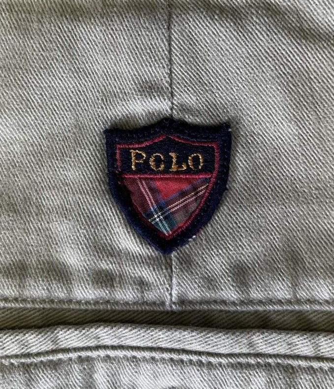 画像6: 90'S RALPH LAUREN "クレストロゴ" ツープリーツ チノショーツ ベージュ USA製 (VINTAGE)