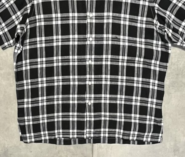 画像: 90'S RALPH LAUREN "CLAYTON" リネン ロゴ無し 半袖 オープンカラーシャツ ブラック/ホワイト (VINTAGE)